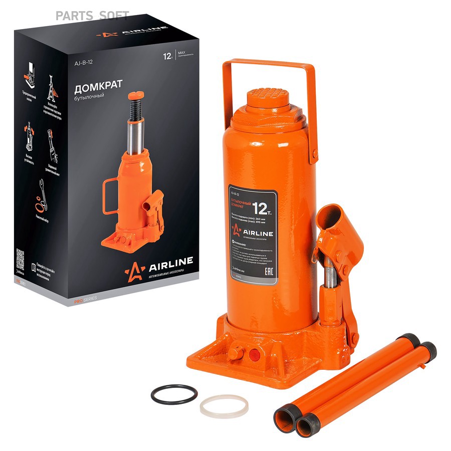 Домкрат бутылочный 12 т AIRLINE 245 - 485 мм в сумке - AIRLINE None None